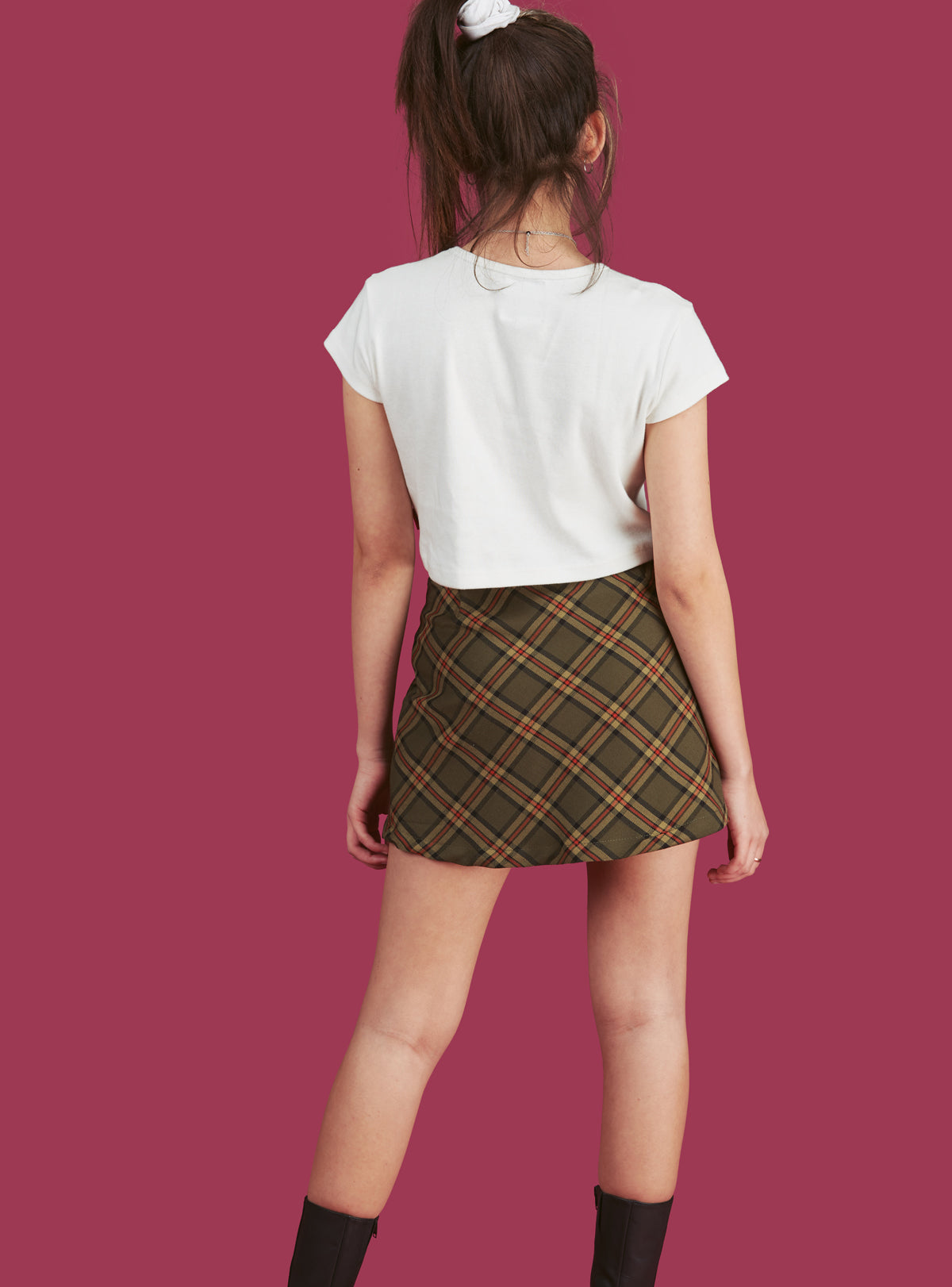 Wholesale Women Green Gingham Check Ruched Mini Skirt – Tradyl